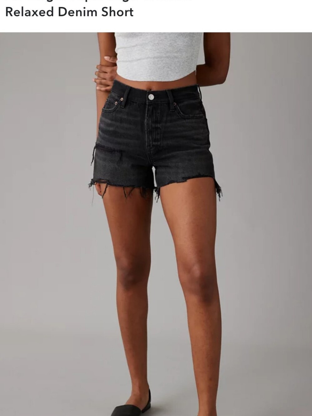 American Eagle High Rise Stretch Dark Navy Blue Denim Cutoff Shorts